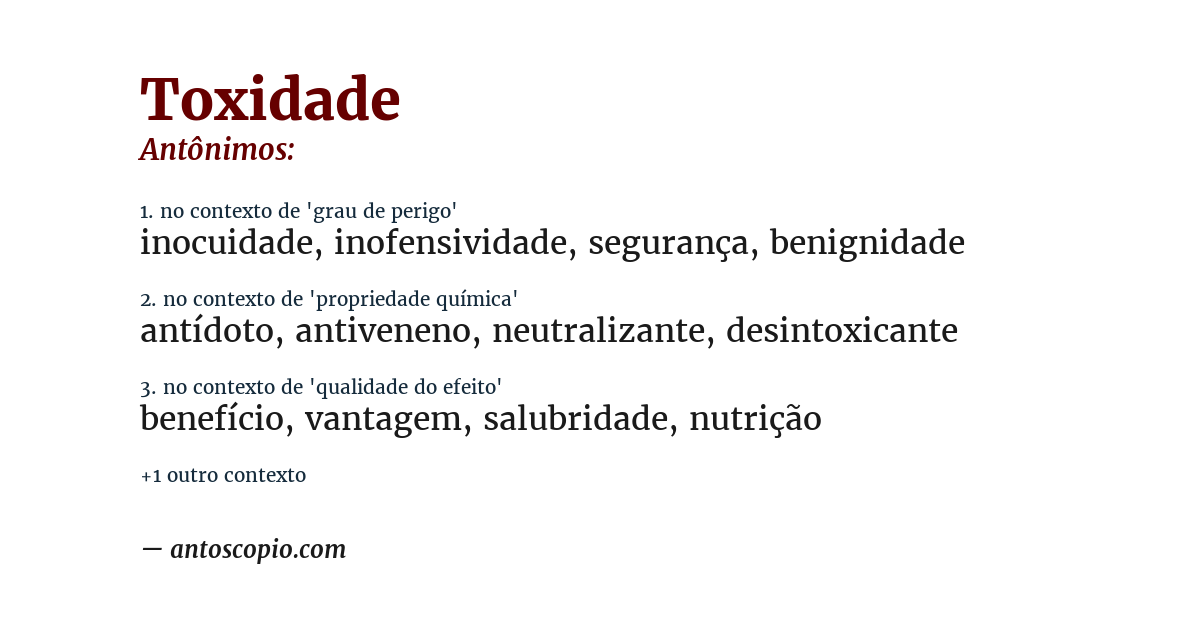 Antônimo de toxidade