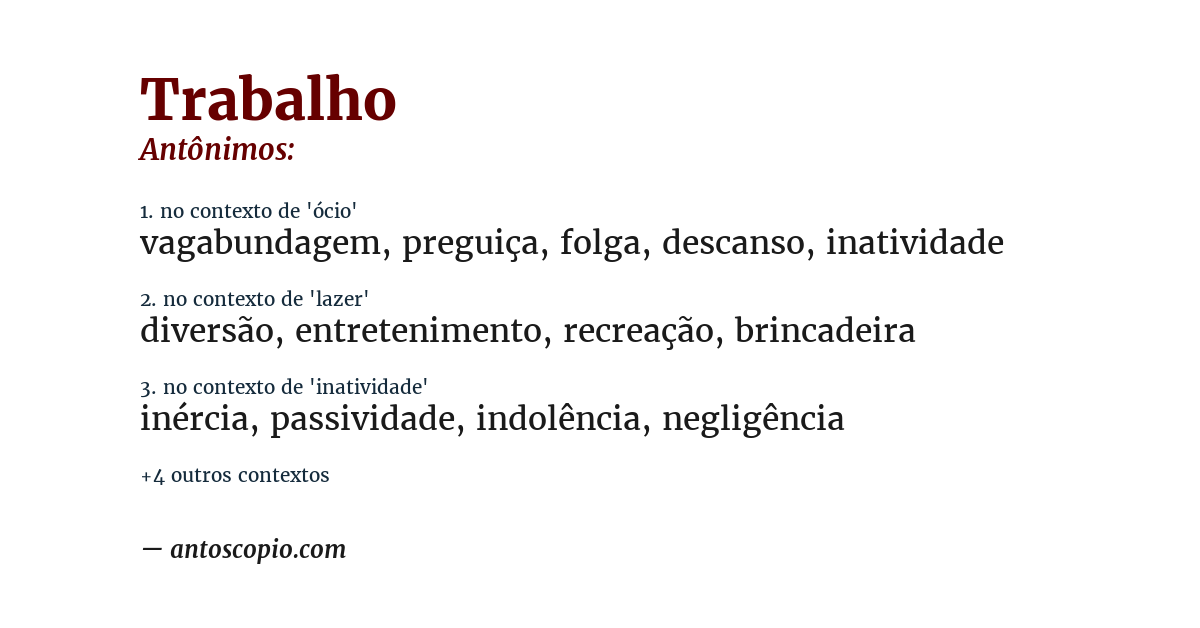 Antônimo de trabalho
