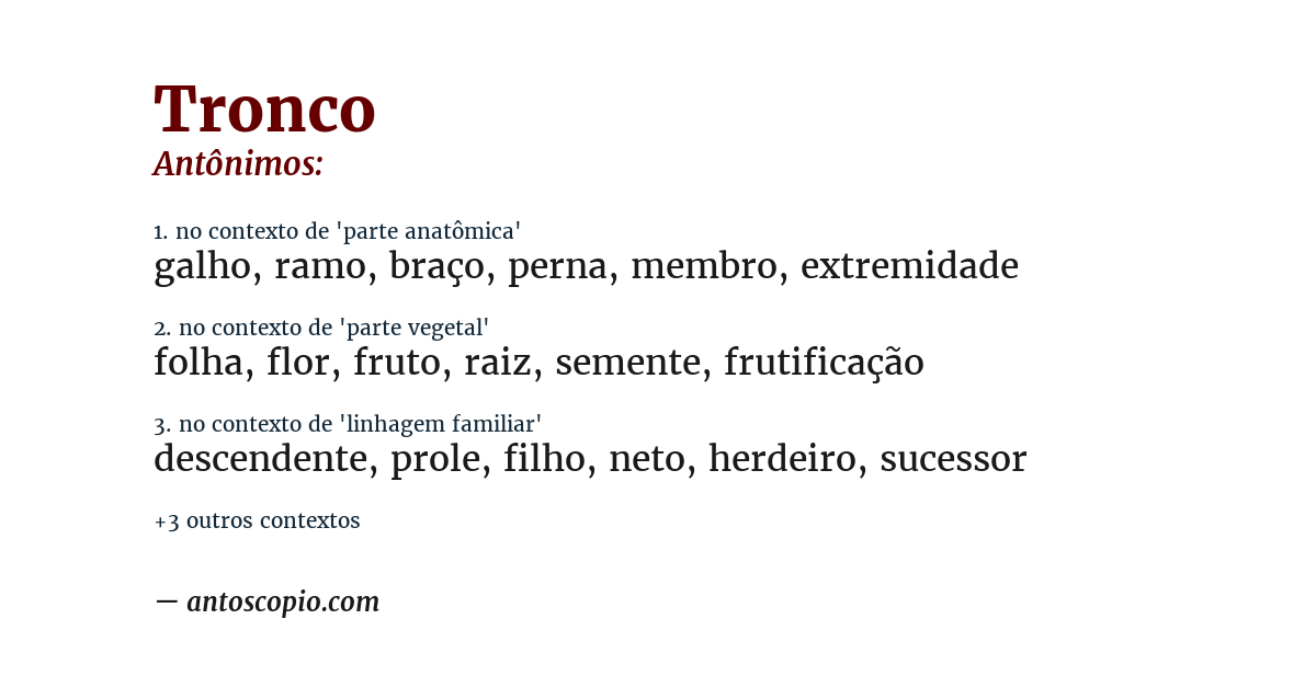 Antônimo de tronco