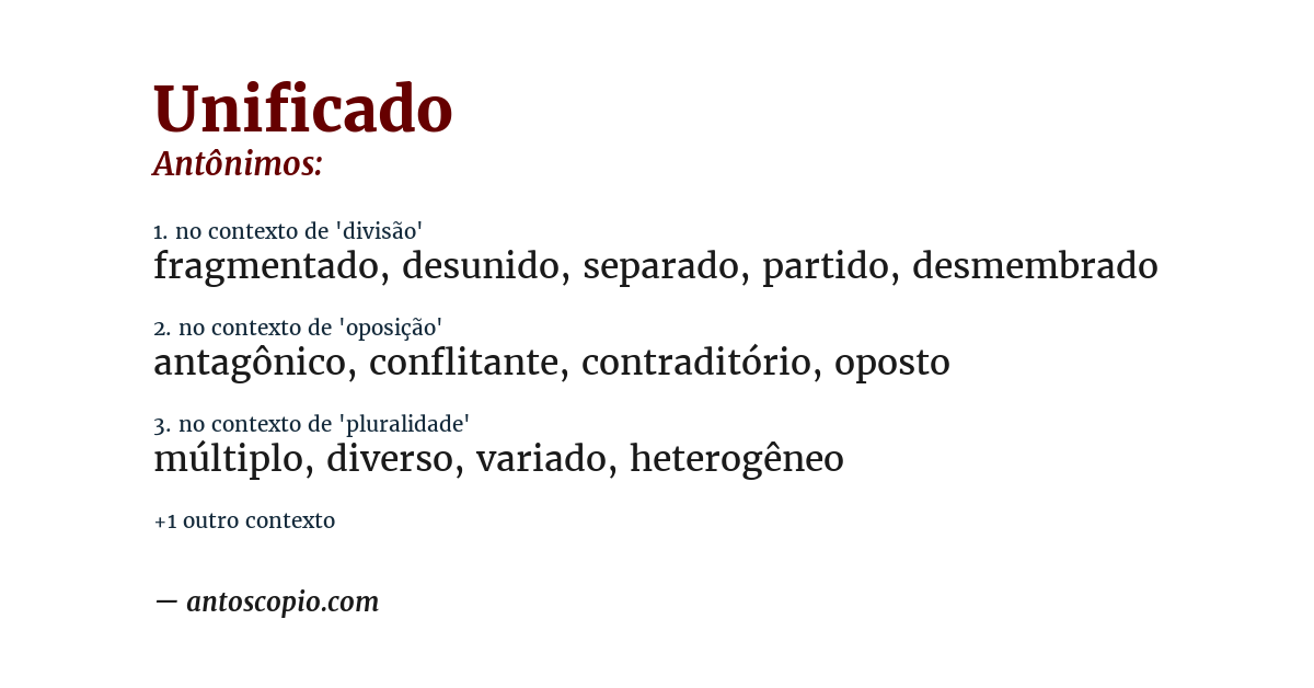 Antônimo de unificado