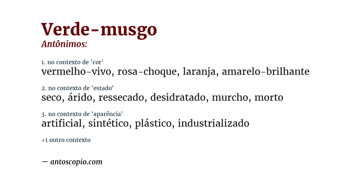 Antônimo de verde-musgo