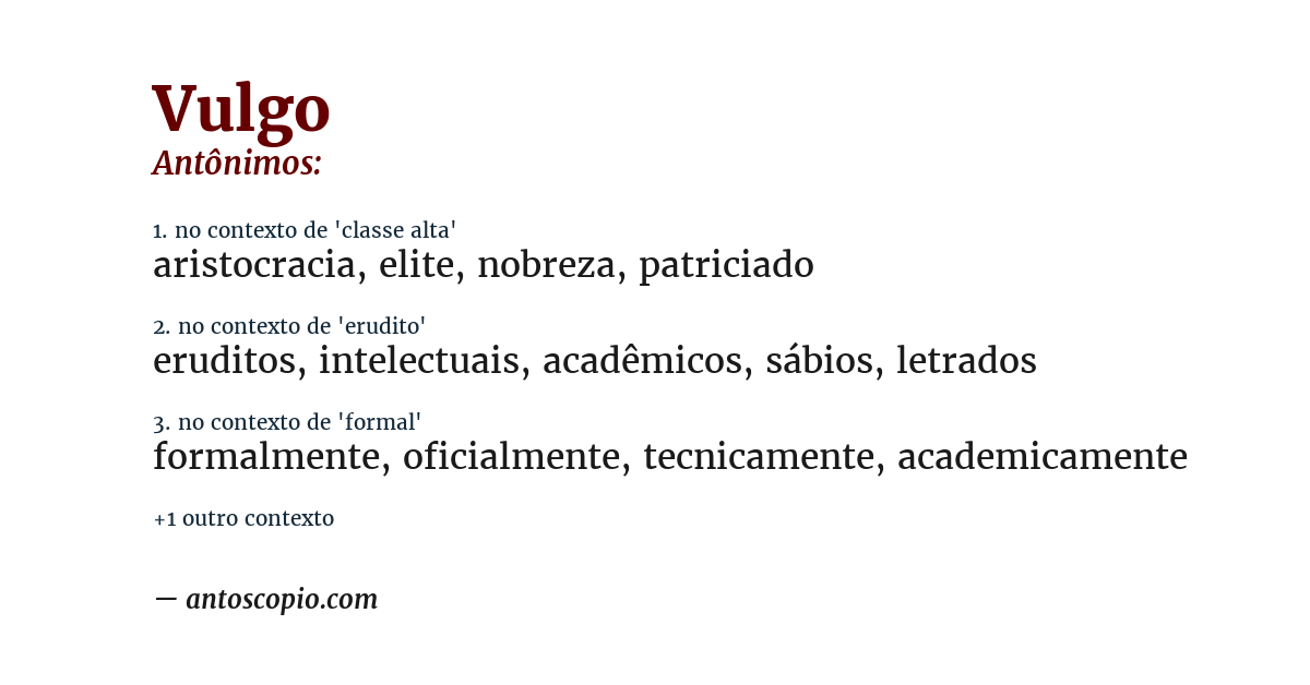 Antônimo de vulgo