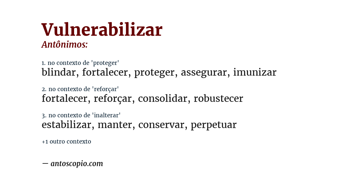 Antônimo de vulnerabilizar