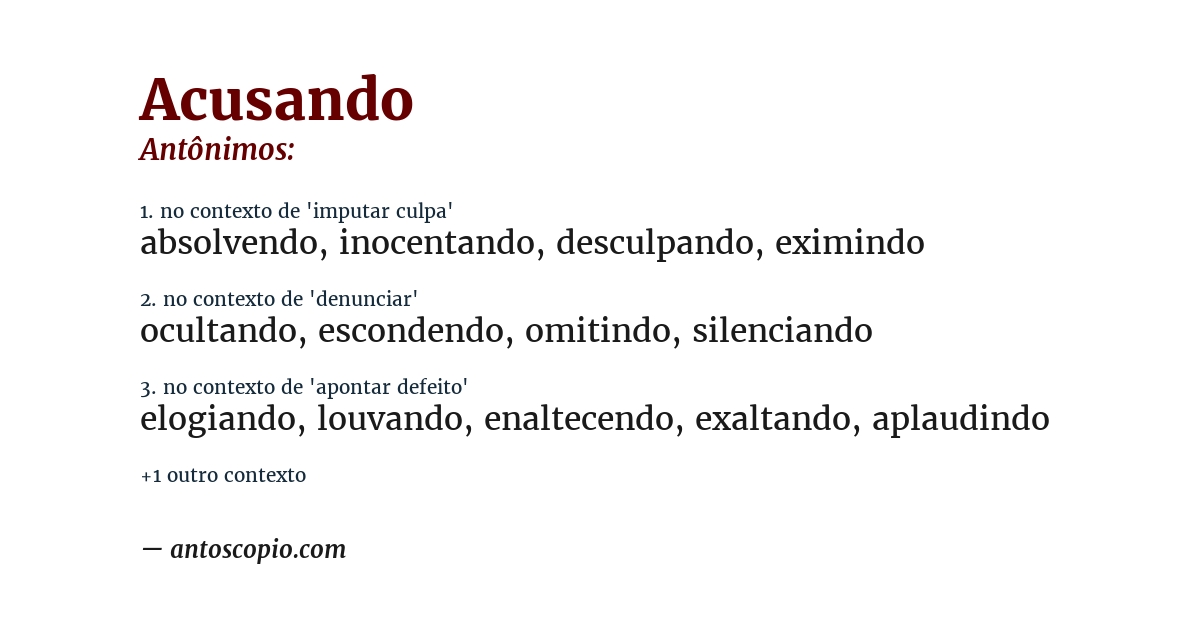 Antônimo de acusando