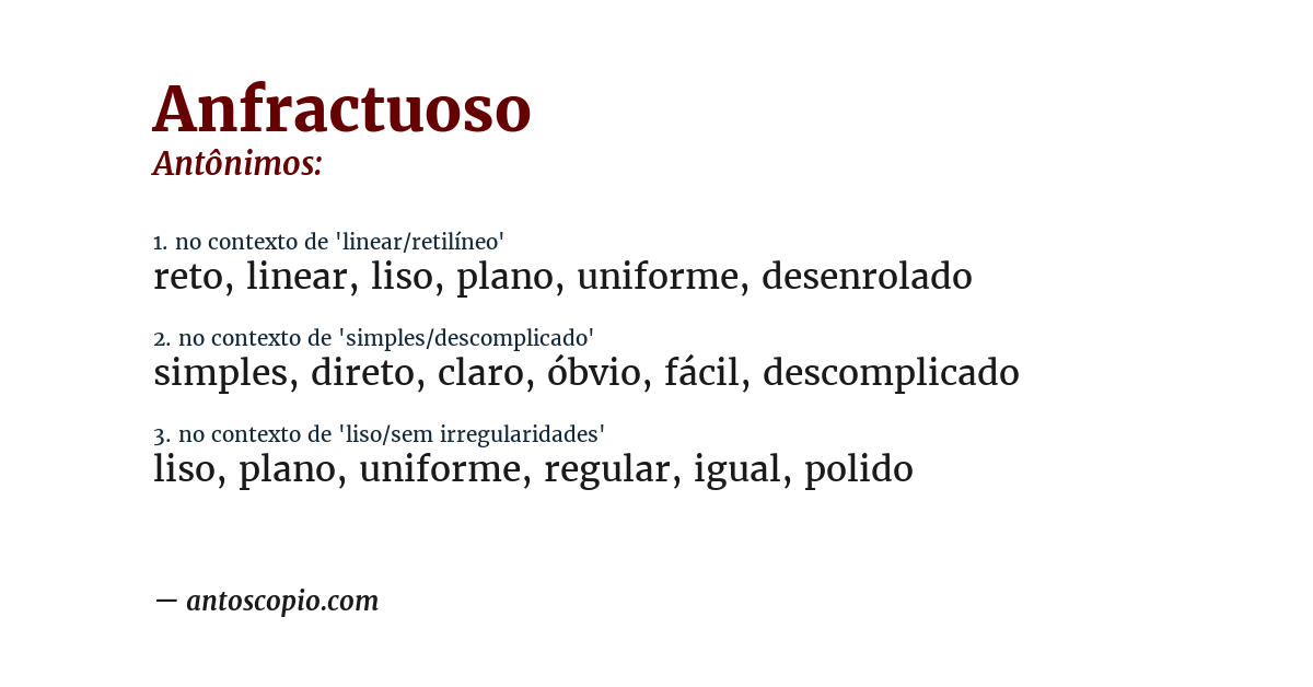 Antônimo de anfractuoso