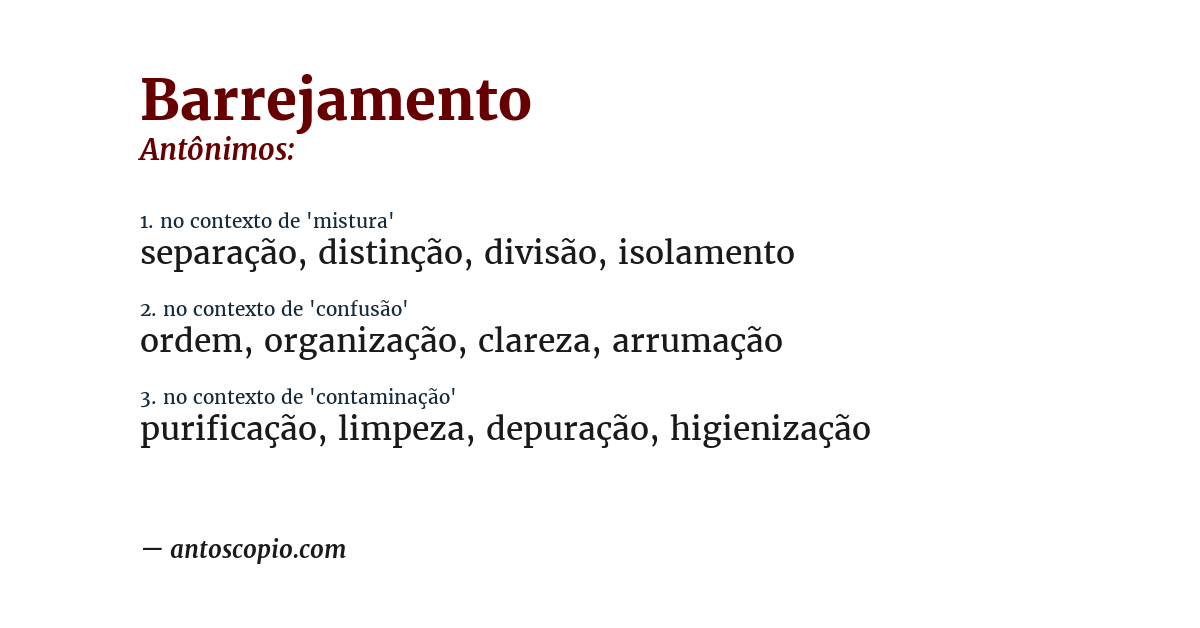 Antônimo de barrejamento
