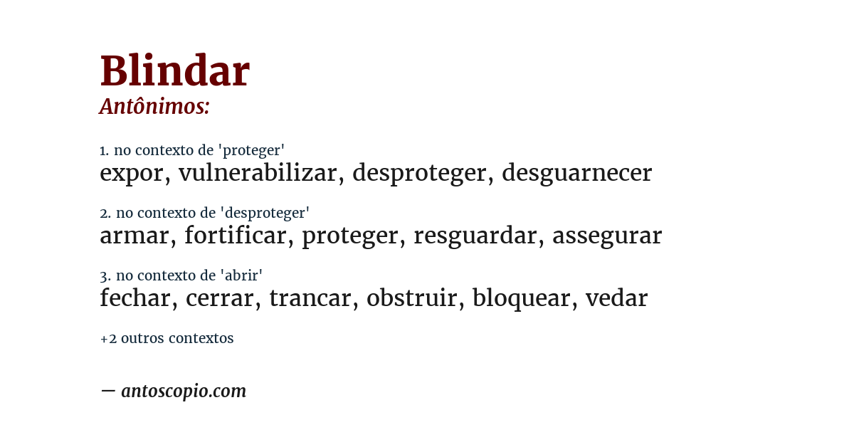 Antônimo de blindar