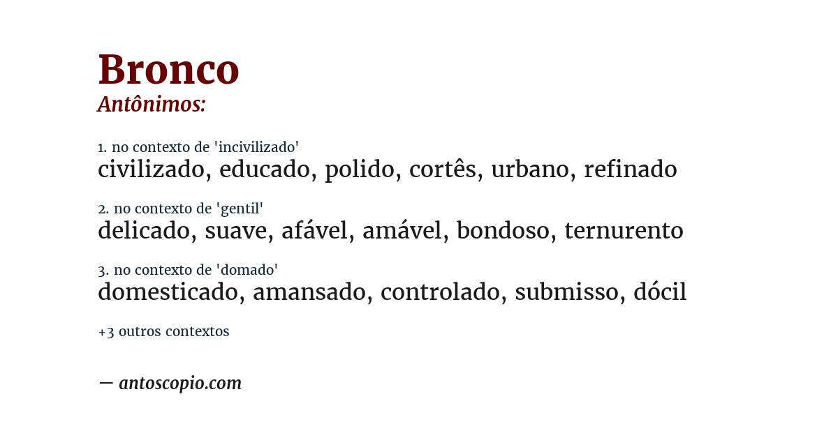 Antônimo de bronco