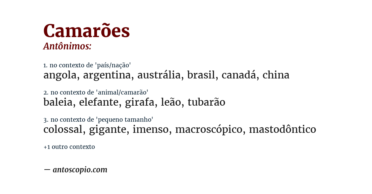 Antônimo de camarões