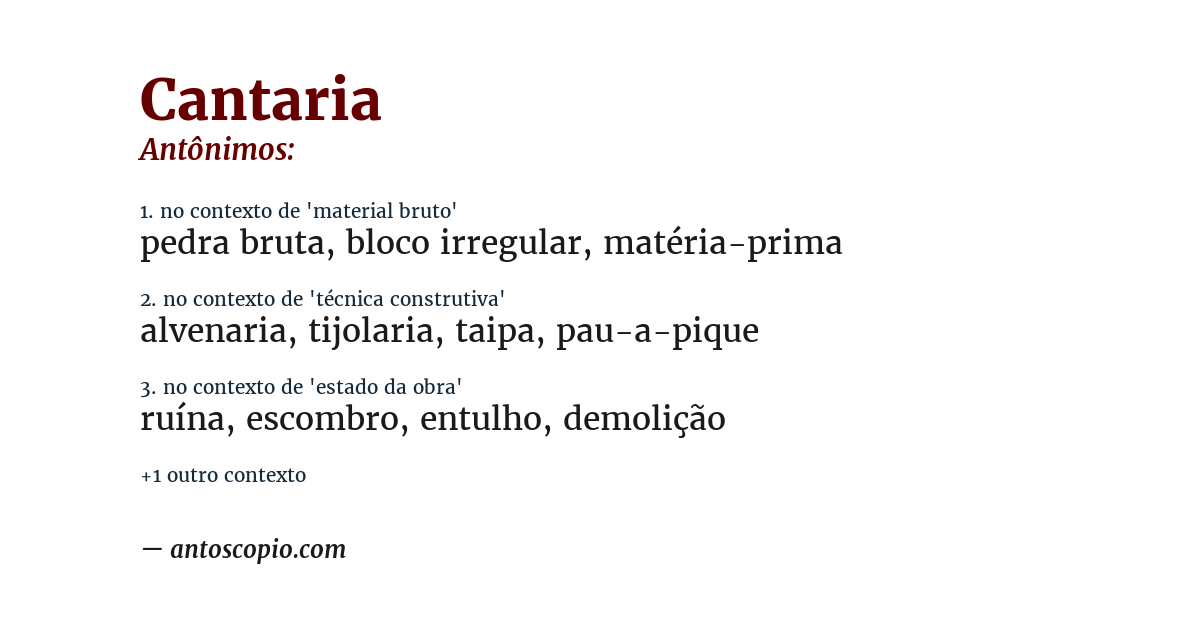 Antônimo de cantaria