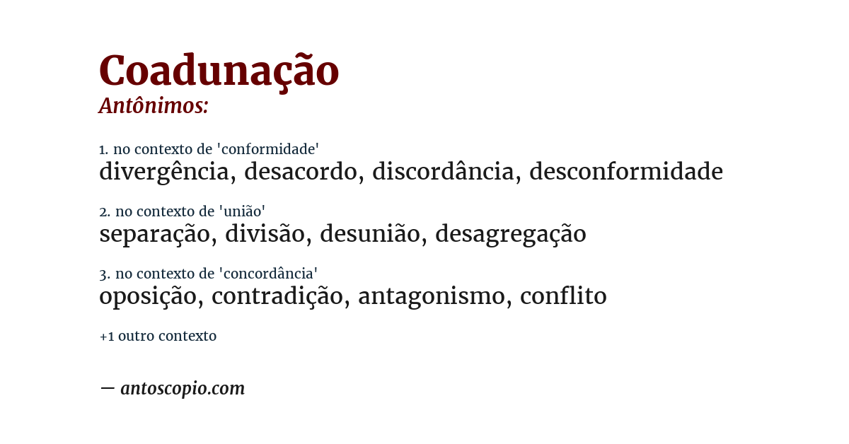Antônimo de coadunação