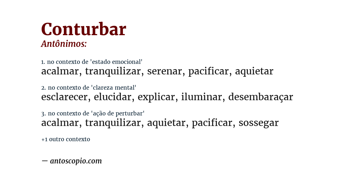 Antônimo de conturbar