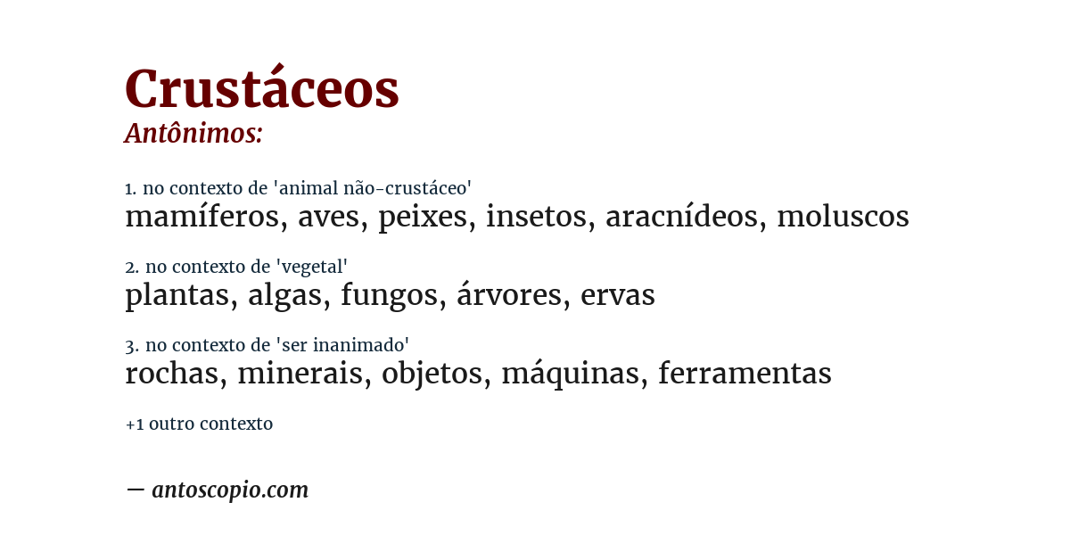 Antônimo de crustáceos