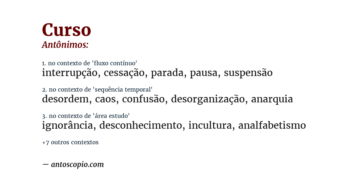 Antônimo de curso