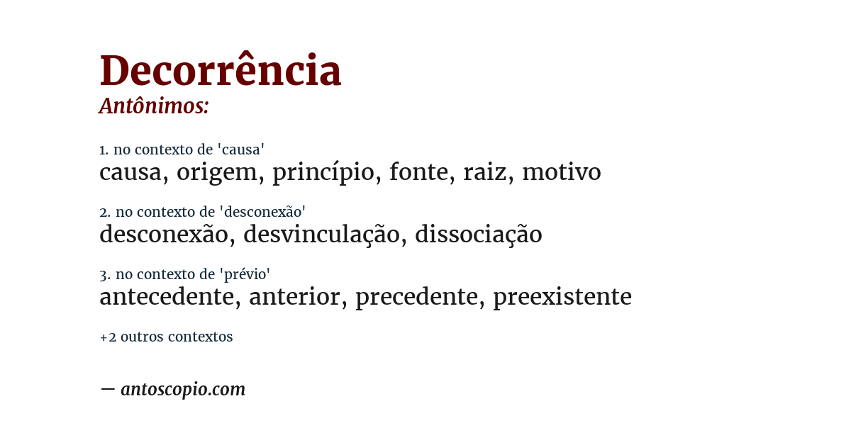 Antônimo de decorrência