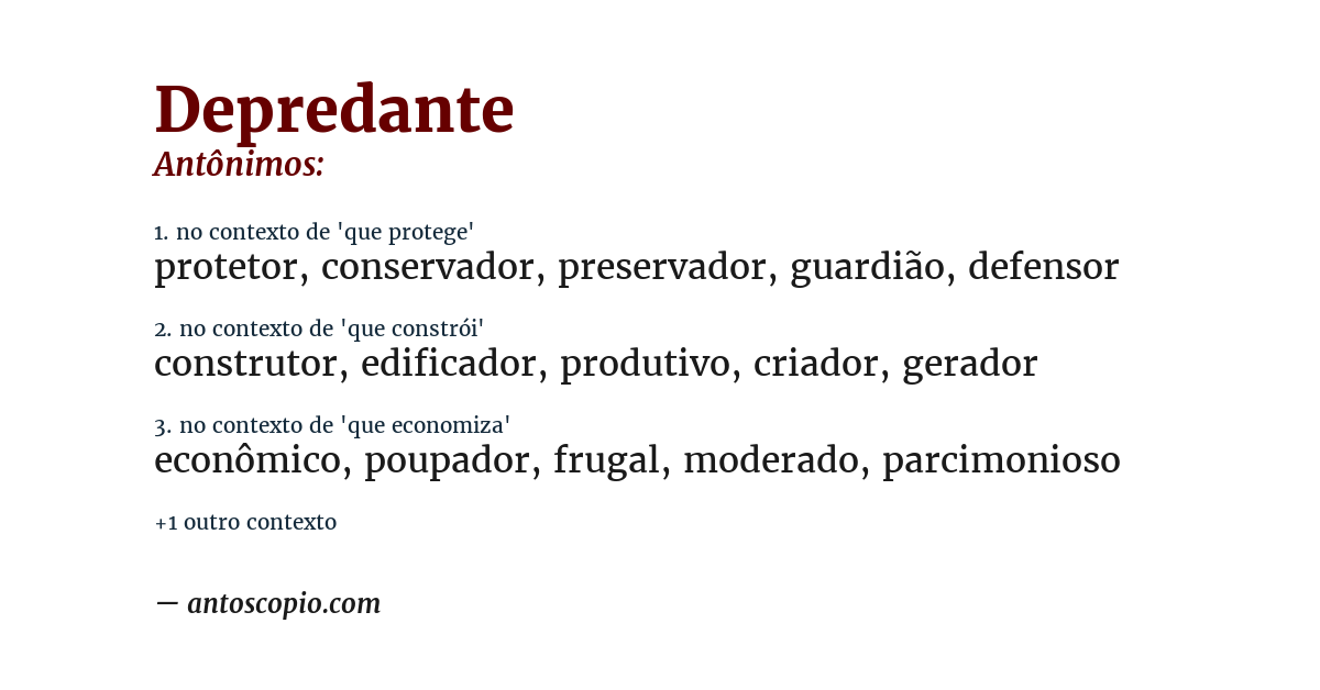 Antônimo de depredante