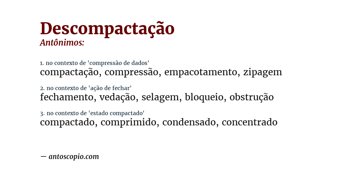 Antônimo de descompactação