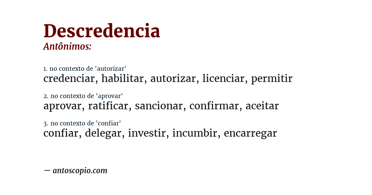 Antônimo de descredencia