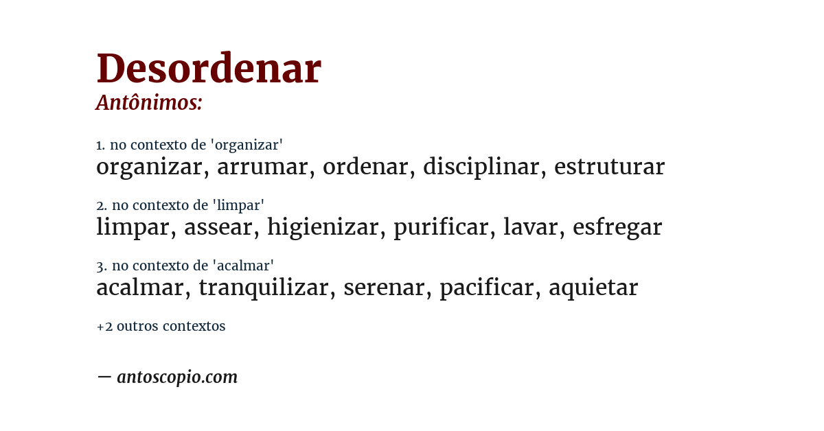 Antônimo de desordenar