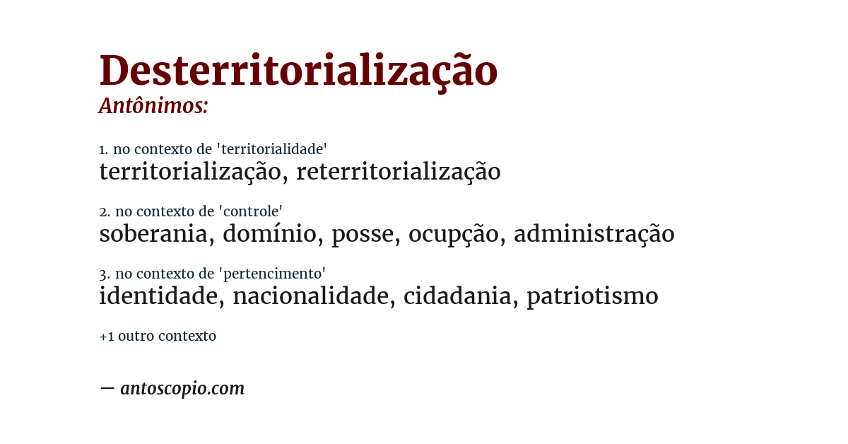 Antônimo de desterritorialização