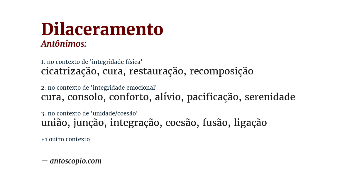 Antônimo de dilaceramento