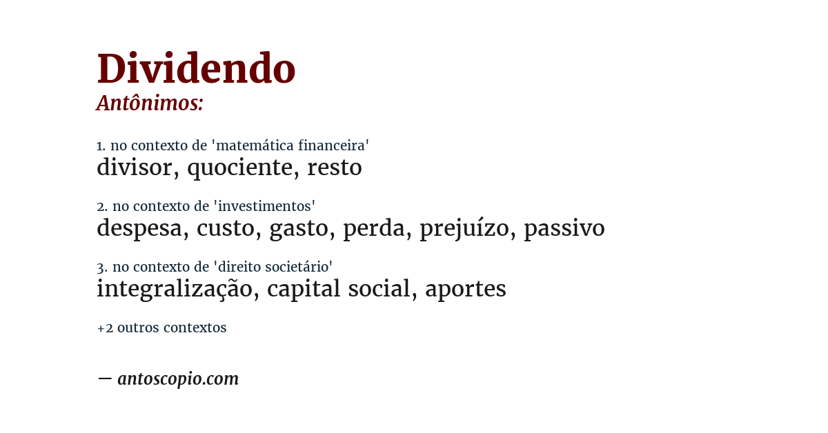 Antônimo de dividendo