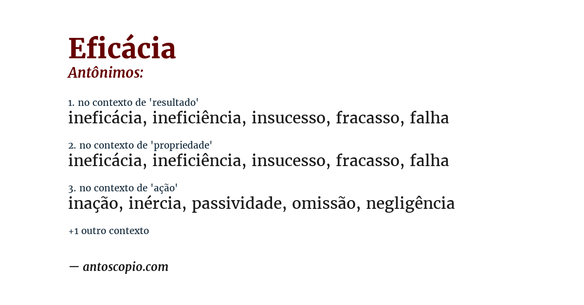 Antônimo de eficácia