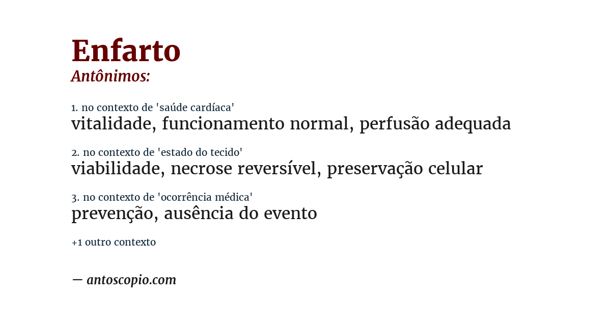 Antônimo de enfarto