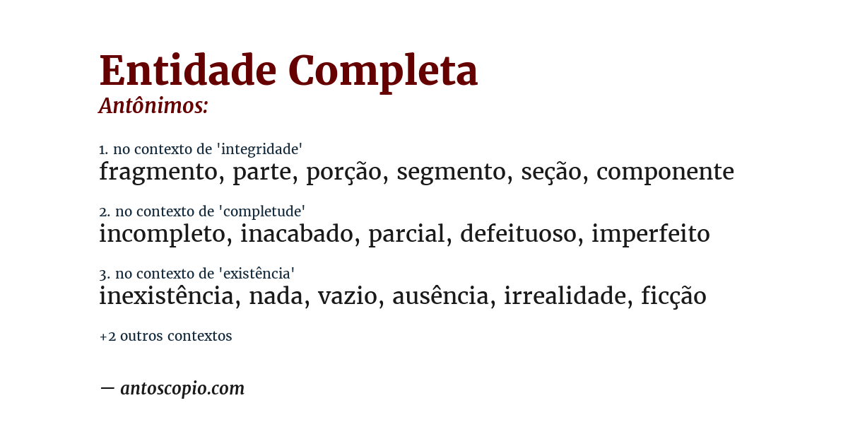 Antônimo de entidade completa