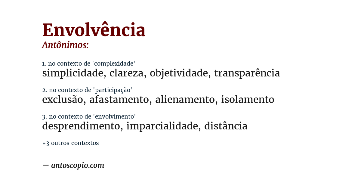 Antônimo de envolvência