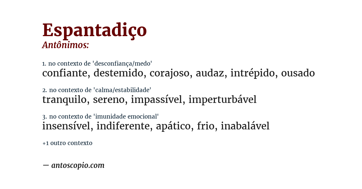 Antônimo de espantadiço