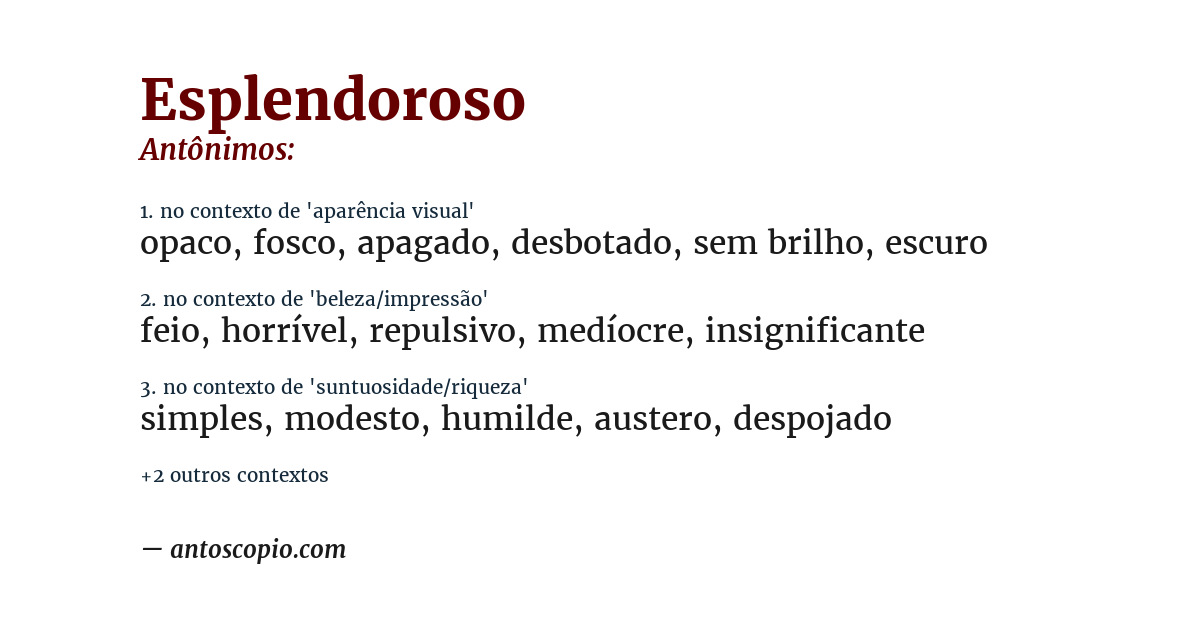 Antônimo de esplendoroso