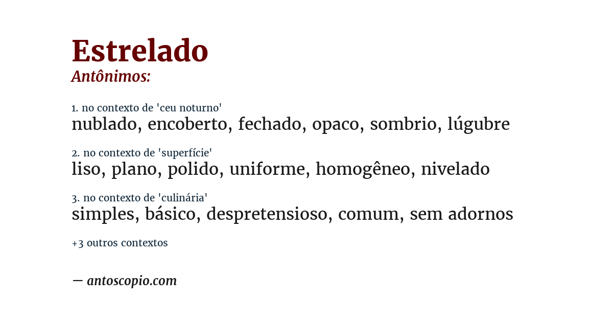 Antônimo de estrelado