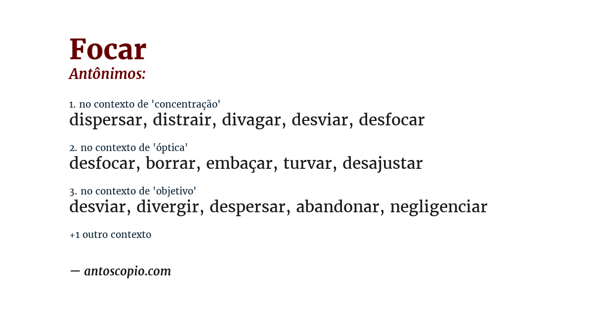 Antônimo de focar