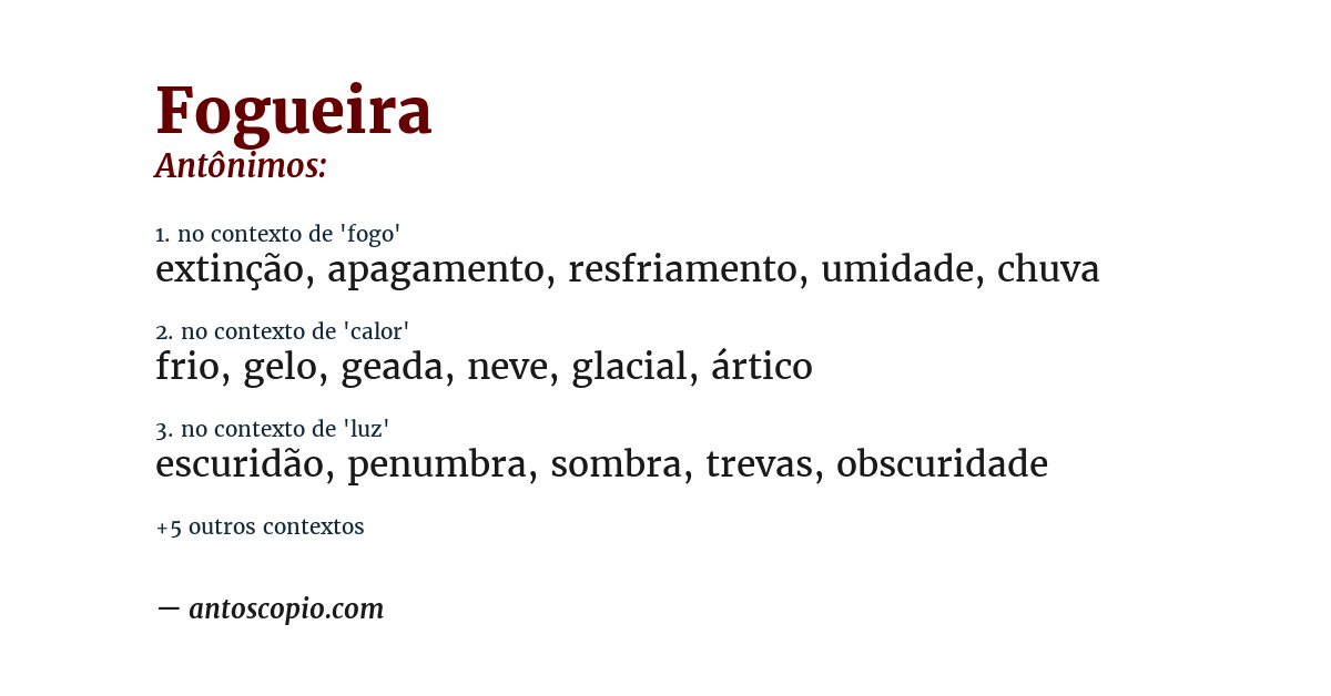 Antônimo de fogueira