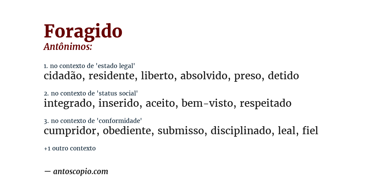 Antônimo de foragido