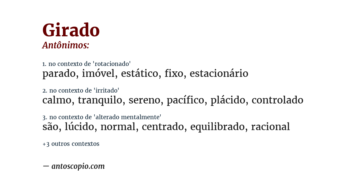 Antônimo de girado