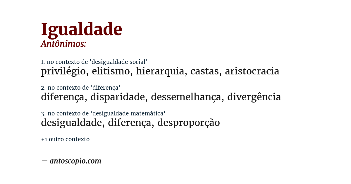 Antônimo de igualdade