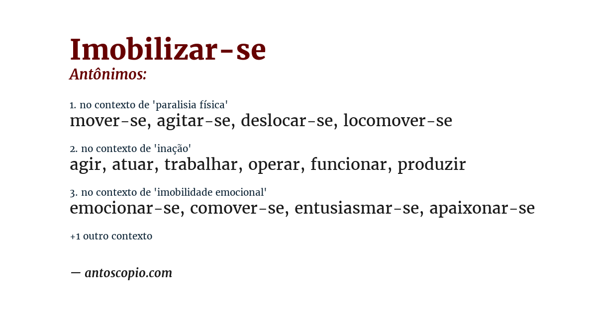 Antônimo de imobilizar-se