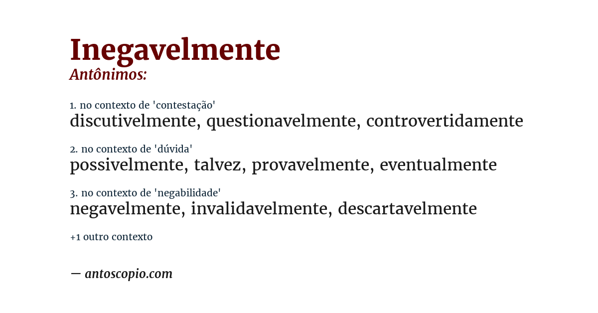 Antônimo de inegavelmente