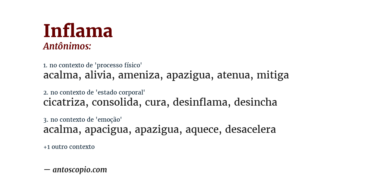Antônimo de inflama
