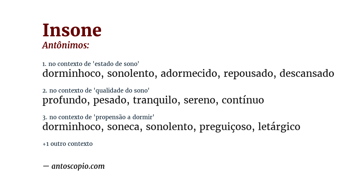 Antônimo de insone