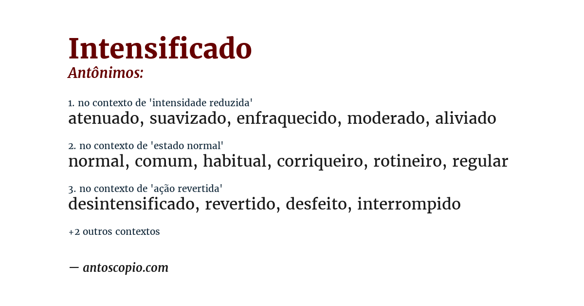 Antônimo de intensificado
