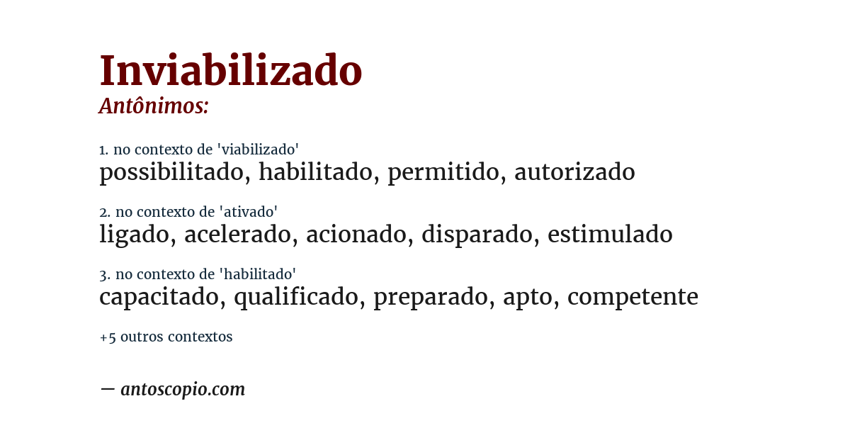 Antônimo de inviabilizado