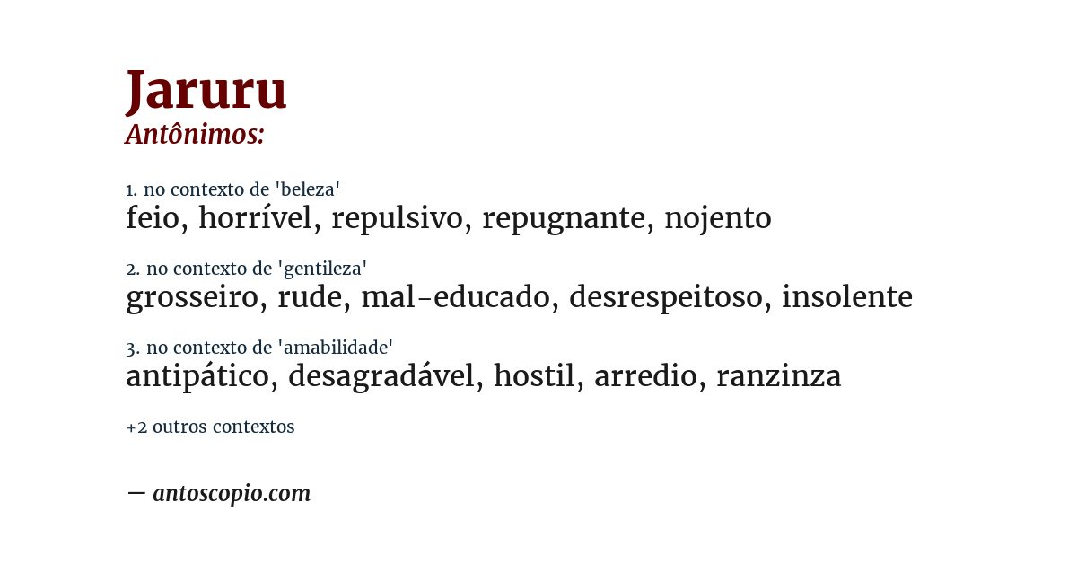 Antônimo de jaruru