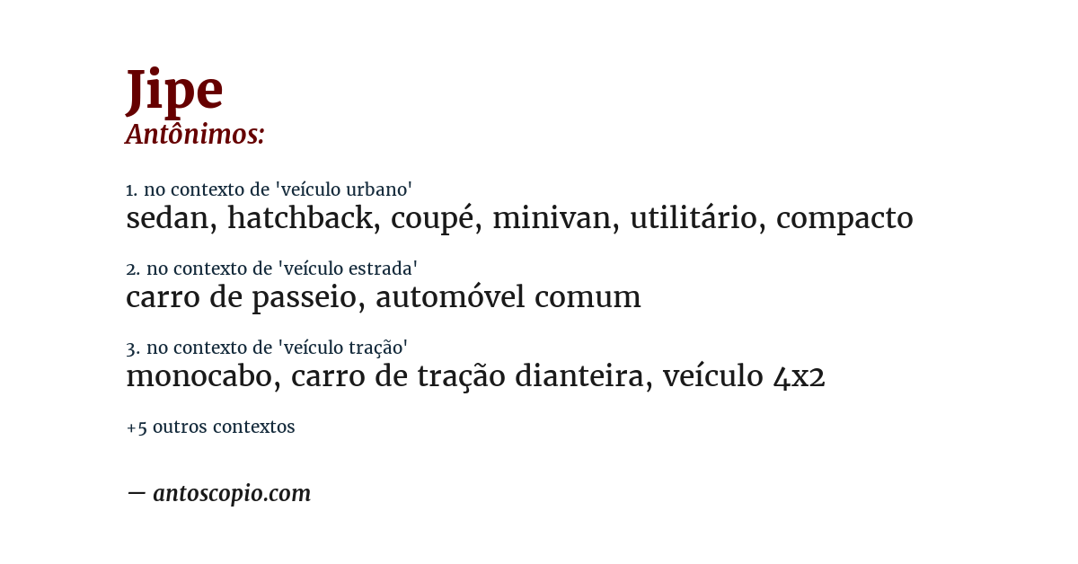 Antônimo de jipe