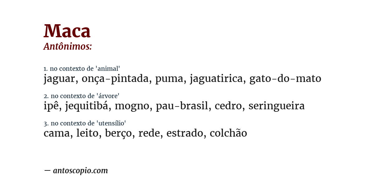 Antônimo de maca