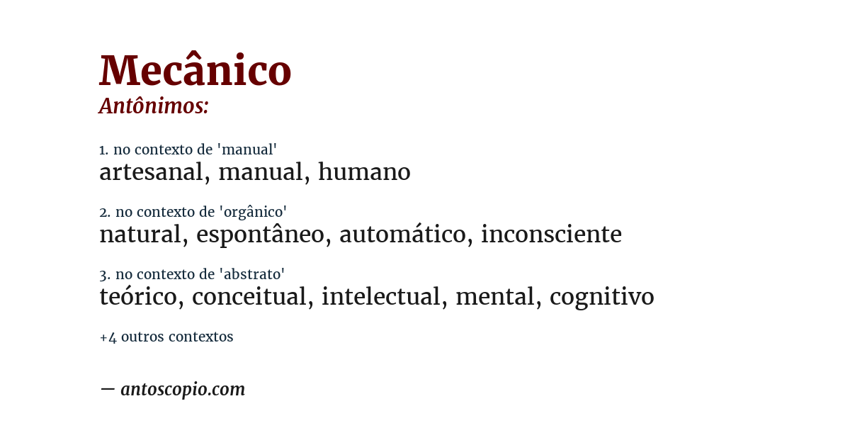 Antônimo de mecânico