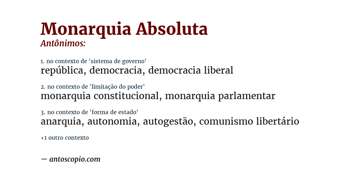Antônimo de monarquia absoluta