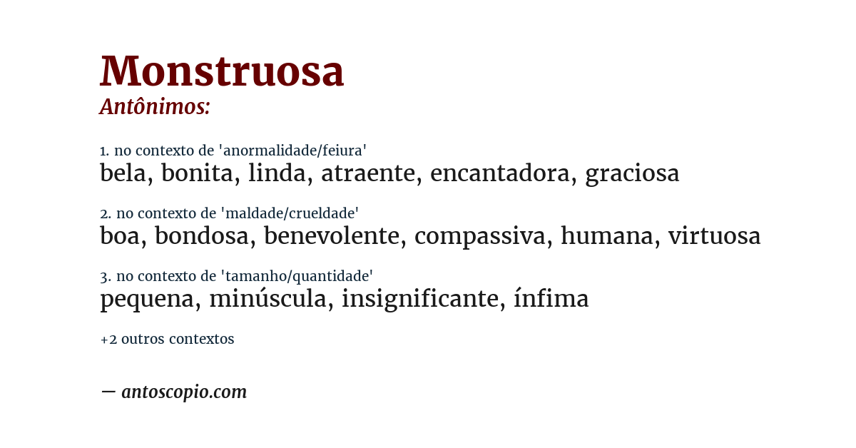 Antônimo de monstruosa